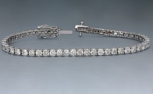 3.55 CT DIAMOND TENNIS BRACELET CARAT ROUND FVS2 WOMEN 14K WHITE GOLD CERTIFIED - Picture 3 of 3