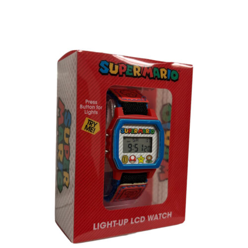 Super Mario Light Up LCD Digitaluhr mit Alarm & Nylonarmband Neu - Bild 3 von 3