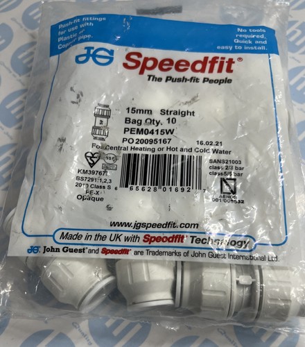 John Guest Speedfit gerade Kupplung 15 mm (10er Pack) - Bild 3 von 3
