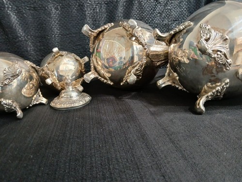 Juego de té grande con plato de plata Rogers Heritage - 4 piezas - Imagen 13 de 15