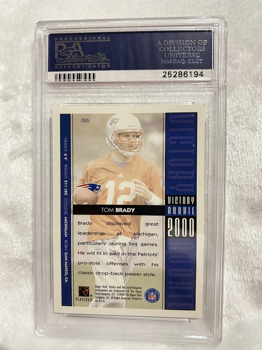 GRADED TOM BRADY ROOKIE 2000 VICTORY #326 SIGNED AUTO 10 PSA GRADED TOM BRADY ROOKIE 2000 VICTORY #326 SIGNED AUTO 10 PSA
