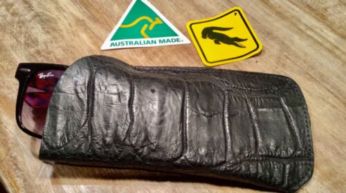 Crocodile Leather reading sun glasses case protection Australian made  - Foto 1 di 3
