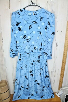 Lady Carol of New York Petites Blue Black 12 1980's Vintage Women's Dress |  eBay