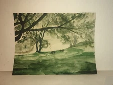 1960s artist Edith Louise Weaber watercolor painting 11 X 8.5