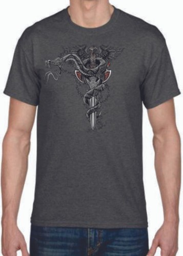 Erwachsene DryBlend® T-Shirt - ( DRACHENRASSEL SCHLANGENSCHWERT - BIKER / CHOPPER / SNAKE ) - Bild 17 von 41