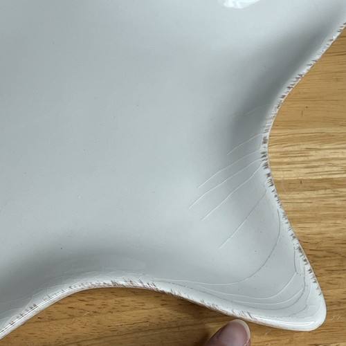 Set 4 Pottery Barn Star Shaped Ceramic Plates White Fruit Snack Salad Dish Read - Picture 14 of 24