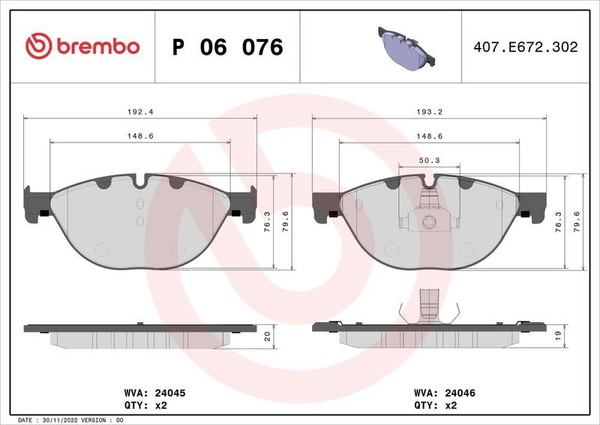 Brembo P 06 076 Bremsbelagsatz, Scheibenbremse FüR Alpina BMW-image