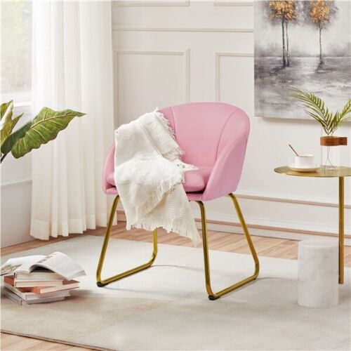 Silla Comedor Tapizada Terciopelo Sillón para Dormitorio Pata Metal Cuero PU - Imagen 8 de 12