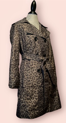Towne by London Fog Small Trench Coat Animal Print Tan & Black - Picture 4 of 24