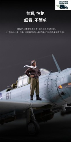 Unpainted 1/48 WWII US Navy Fighter Pilot Resin Soldier Figure Scene Model - Picture 6 of 26