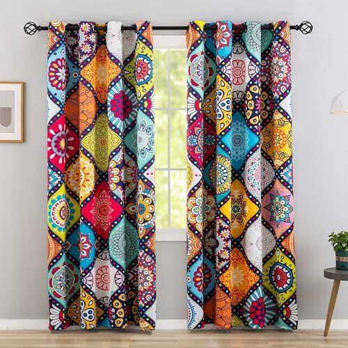 Bohemian 100% Blackout Curtains for Bedroom 84 52"W x 84"L (Pack of 2) Boho 1 - Bild 1 von 6