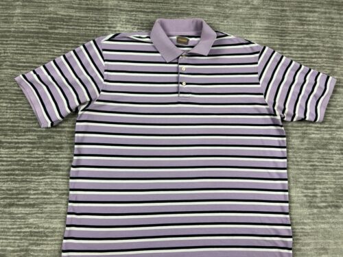 The Foundry Shirt Mens 2XLT Purple Striped Polo Shortsleeve 100% Cotton - Picture 2 of 11