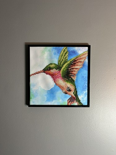 Pintura de diamantes de colibrí completa y enmarcada - Imagen 2 de 6