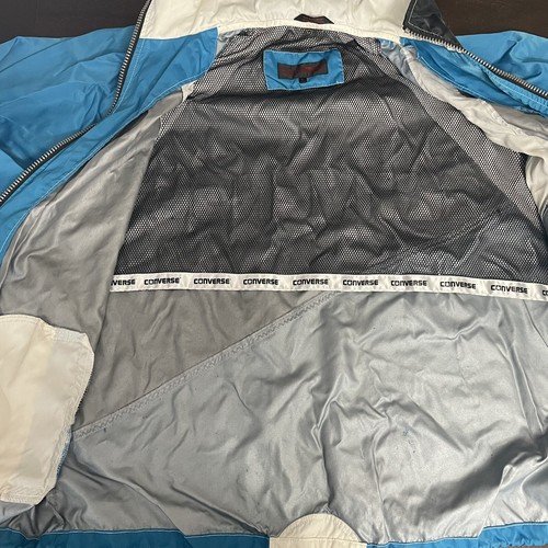 Vintage Converse Jacket Mens Size Large Blue Hooded Full Zip Rain Windbreaker - Picture 18 of 18