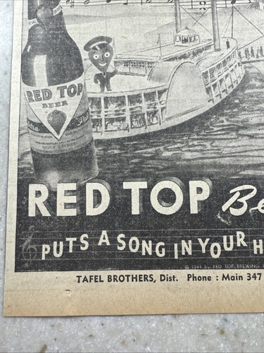 1944 Tafel Brothers Piqua, Ohio Red Top Cerveza Periódico Anuncio Segunda Guerra Mundial - Imagen 6 de 9