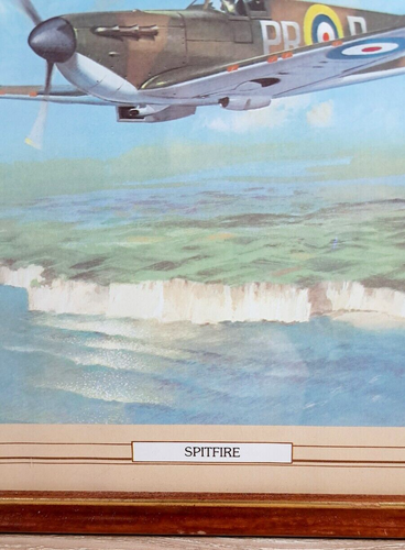Spitfire World War Two framed wooden picture. Memorabilia. 27cm length - Picture 2 of 4