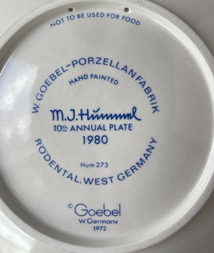 1980 Goebel M.J. Hummel “School Girl” Annual Hand Painted Plate w/ Original Box - Picture 10 of 19