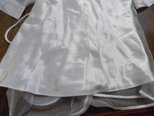 Abito da notte nuovo con etichette Intimo Amore vintage Sears lingerie bianco raso perline M - Foto 8 di 11