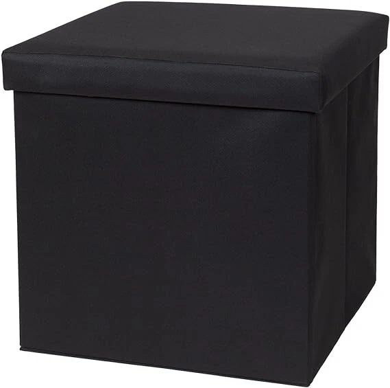CUBO DE BAÑO CREATIVO PLEGABLE N TIENDA OTOMANA PLIEGUES PLANOS 15"x15"x15" MARRÓN NEGRO 32801 Foto 3 de 3