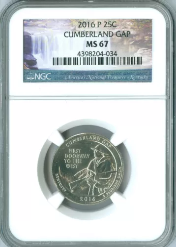 2016 P CUMBERLAND GAP QUARTER NGC MS67 2nd FINEST GRADE SPOTLESS  . 