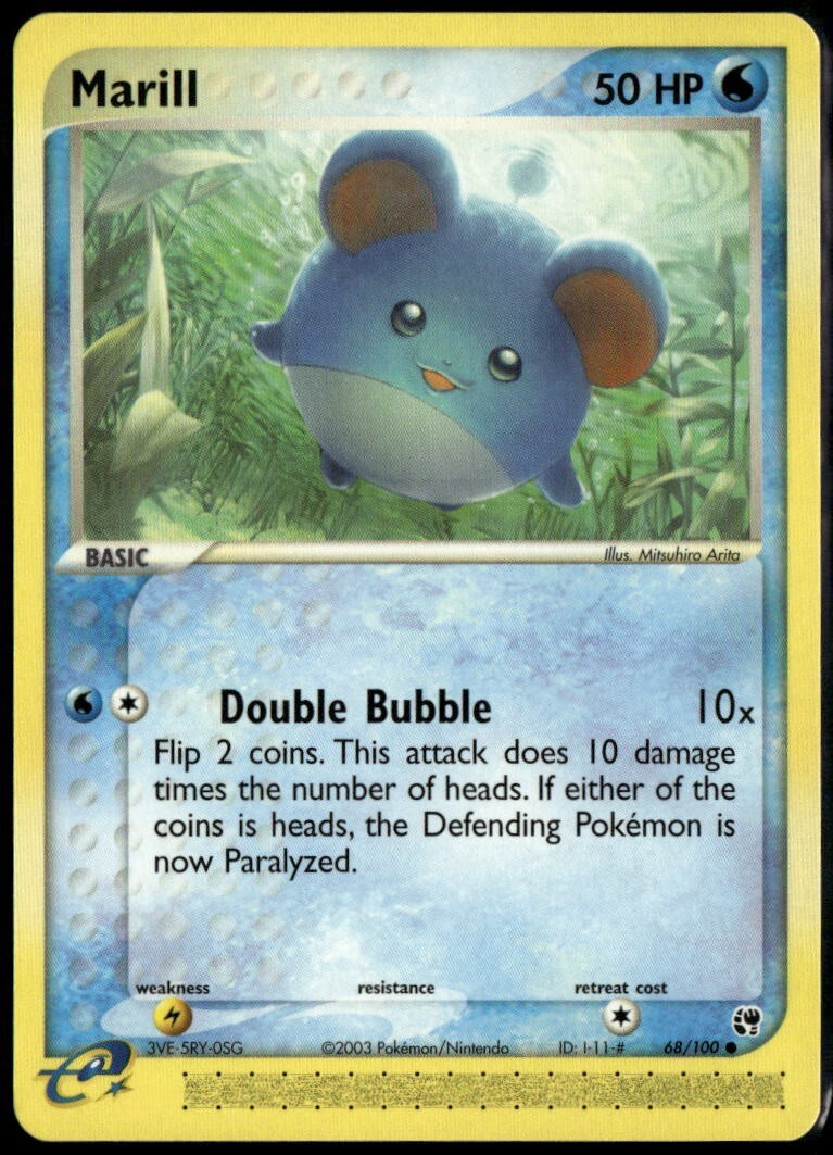 Marill CORRECTED - ex Sandstorm Common 68/100 2003 NM Pokemon