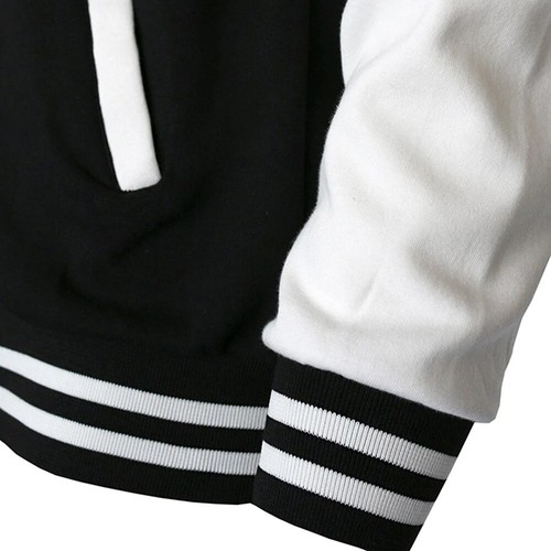 Black White Solid Color Jacket Loose Oversized Clothes Casual Men Women Baseball - Picture 5 of 15