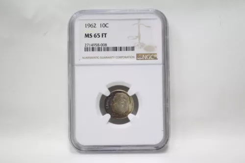 NGC 1962 10C MS 65 FT Silver Dime *Beautiful Toning*