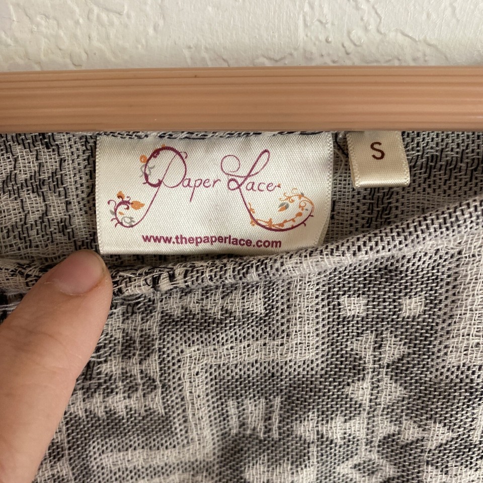 Paper Lace Embroidered Yard Detail Bohemian Cotton Blouse Women’s SMALL