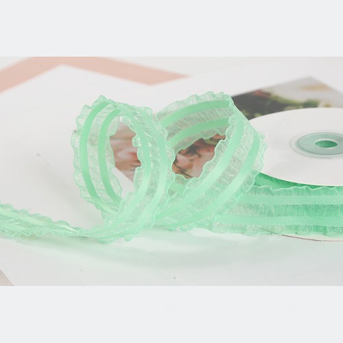 2.5cm 4cm Ruffle Pleated Edge Sheer Organza Ribbon with Two Stripe - 4.5M Reel - Picture 18 of 24