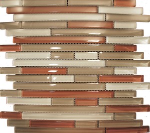 Kitchen Backsplash Red sample- red brown linear beige glass mosaic tile kitchen Kitchen Backsplash Red sample- red brown linear beige glass mosaic tile kitchen