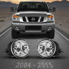 Fog Lights For 04-15 Nissan Titan Factory Bumper Driving Lamps Clear Lens Pair