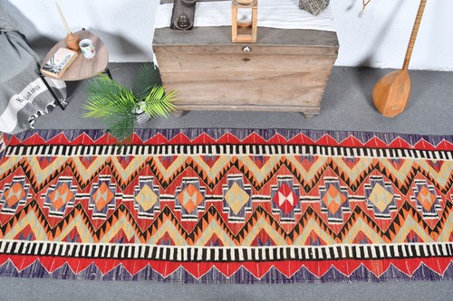 Moroccan Rugs, Colorful Rugs, 3.3x11.5 ft Runner Rugs, Stair Rug, Vintage Rugs - Picture 5 of 6