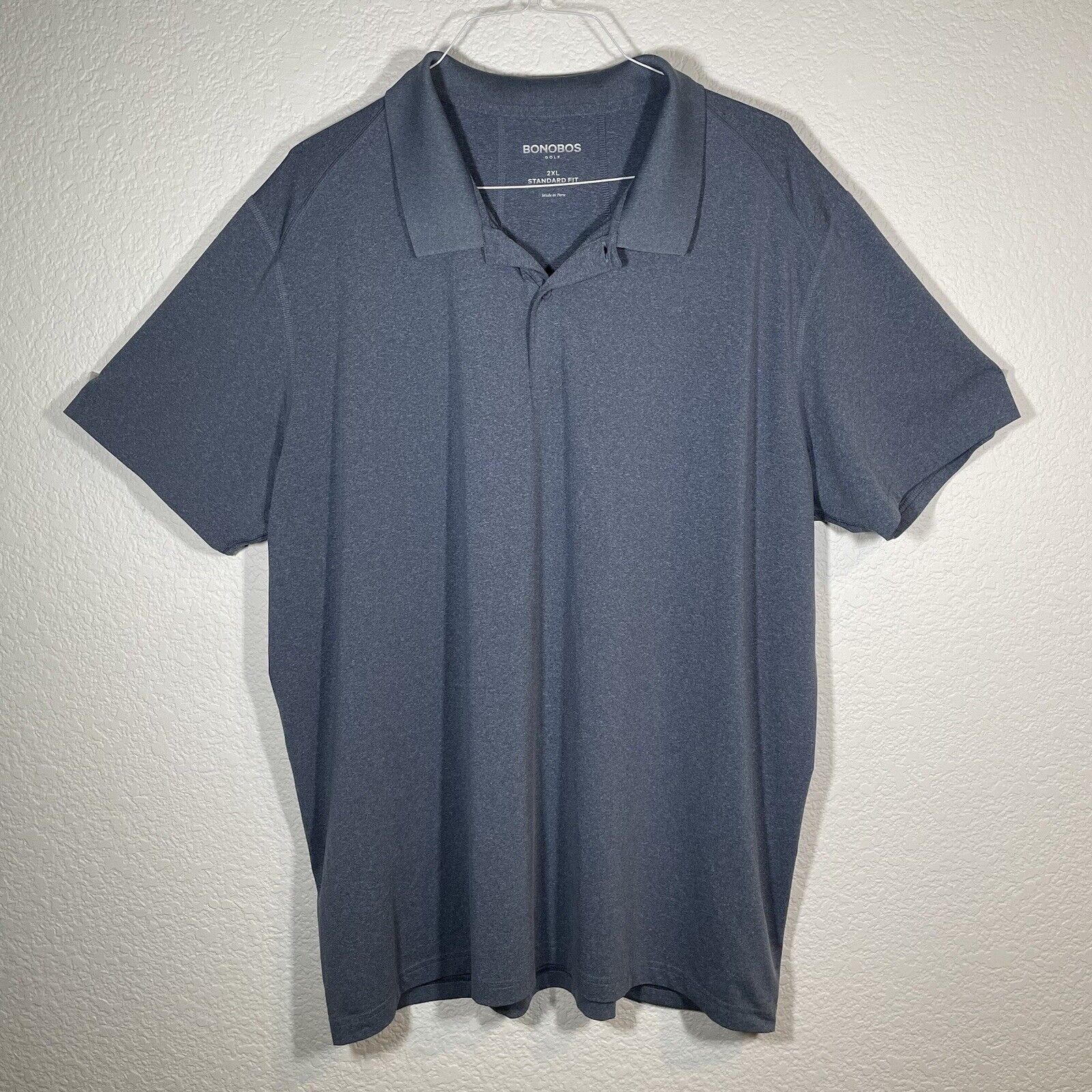 Bonobos Men's Golf Shirt Heather Blue Short Sleev… - image 1