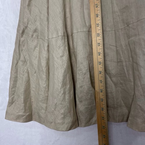 Rafaella Linen Skirt Women 8 Fit Flare Maxi Tan Beige Khaki Lined Lagenlook NEW - Picture 10 of 12
