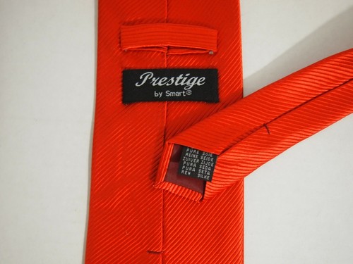 Prestige by Smart Mens Necktie Tie Solid Orange 100% Silk 60" Thick Quality - Picture 3 of 4