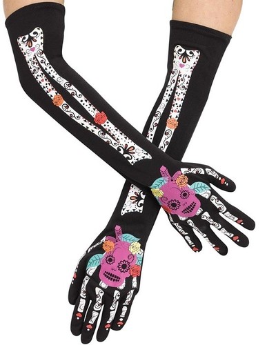 DAY of the DEAD Halloween Costume Party Choose LONG GLOVES or Thigh High SOCKS - Picture 2 of 3