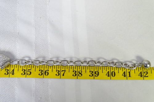 Vintage Chain Belt Faux Pearl Rhinestone Silver Tone 4 Layers - Picture 7 of 7