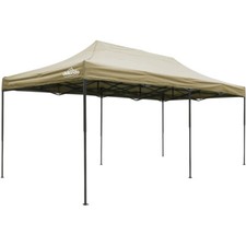 3x6m Pop-Up Gazebo - BEIGE Heavy Duty Frame & Water Resistant - Garden Pavillion