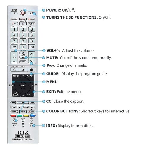 Remote Control For all Toshiba Smart TV with Backlight & Learning - Picture 3 of 9