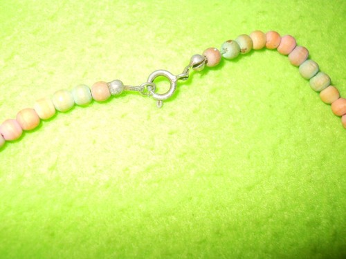 8 inch Wood Beaded Necklace / Pastels & Natural . - Picture 3 of 3