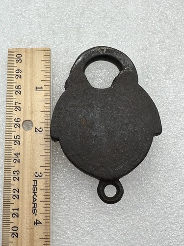 Antique Push Key Iron Padlock No Key 3.5" - Picture 12 of 16