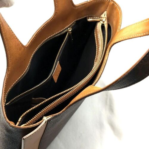 CELINE Tote bag borsa donna modello macadam PVC pelle tote bag marrone giallo - Foto 13 di 14