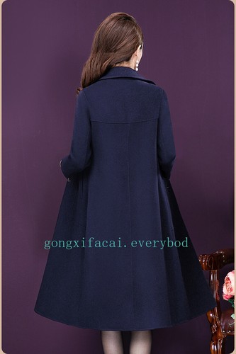 Winter Elegant Women's Button Slim Fit Long Wool Blend Trench Coat Jacket Parka - Bild 14 von 22