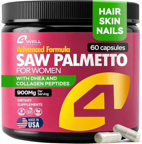 Improved Complex Saw Palmetto for Women w/ DHEA Collagen Peptides DHT Blocker - Picture 2 of 9