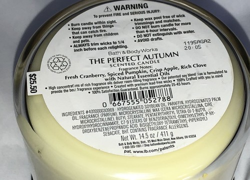 BATH & BODY WORKS /WHITE BARN 3 WICK 14.5 OZ FALL CANDLE THE PERFECT AUTUMN - Picture 3 of 6