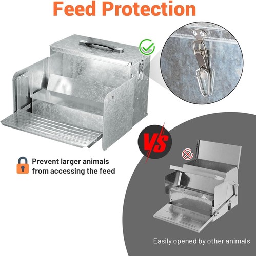 Alimentador automático de pollos de 26 lb de 10 libras portátil con bloqueo a prueba de plagas, roedores e intemperie - Imagen 7 de 15