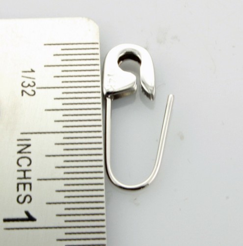 14K White Gold Safety Pin Brooch Earring 3/4''Inch long Handmade in USA - Picture 4 of 5