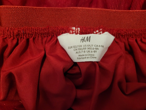 H&M Girls Red Holiday Sparkle Skirt with bow . Size 6-7. - Picture 3 of 5