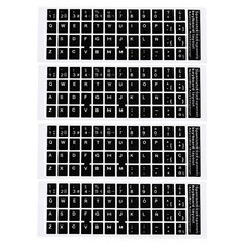 Spanish Keyboard Stickers Cover Smooth, Black Background White Lettering 4pcs