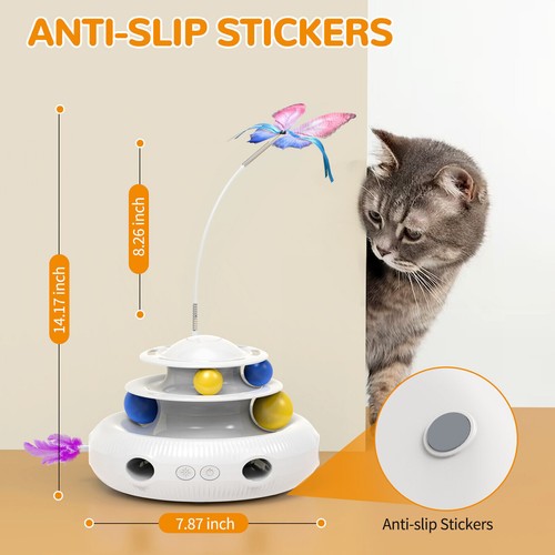 3 in1 Electric Pet Cat Feather Toy Butterfly Automatic Interactive Ball Cats Toy - Picture 4 of 12